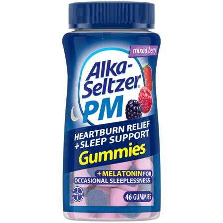 Alka-Seltzer PM Heartburn Relief + Sleep Support Gummies Mixed Berry, 46 (Best Workout To Burn Chest Fat)