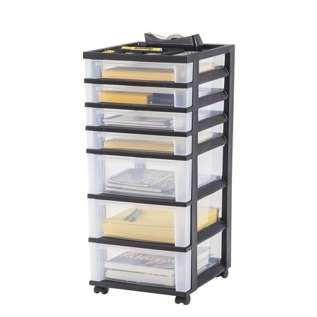 IRIS 7-Drawer Rolling Storage Cart with Organizer Top, Black - Walmart.com