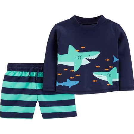 Long Sleeve Shirt and Shorts Rashguard, 2 piece swim set (Baby Boys)