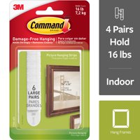 Command Large Picture Hanging Strips, White, 6 Sets of Strips/Pack