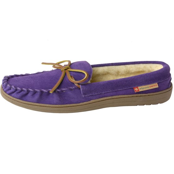 alpine swiss womens suede moccasin slippers