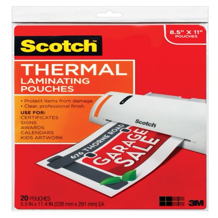Thermal Pouches Photo - Thermal Laminating Pouches 20 Pack, Letter Size Sheets, (TP3854-20)