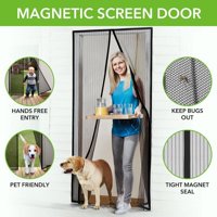 Magnetic Screen Door with Heavy Duty Mesh Curtain and Full Frame Hook&Loop FITS Door Size up to 36"-82" Max Black--eFBeauty