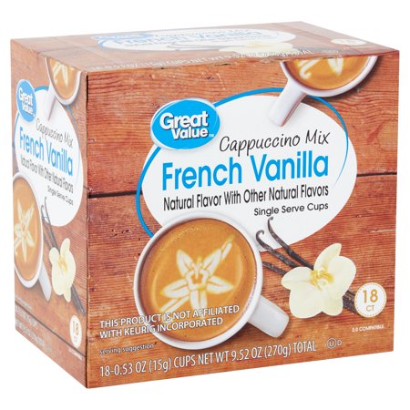 - Great Value French Vanilla Cappuccino Mix Coffee Pods, Medium Roast, 18 Count