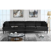 Mid Century Furniture Mid Century Modern Extra Large Velvet Sofa Living Room Couch Black