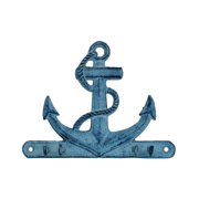 Rustic Dark Blue Whitewashed Cast Iron Anchor With Hooks 8 Decorative Cast Iron Wall Rustic Dark Blue Whitewashed Cast Iron Anchor With Hooks 8 Decorative Cast Iron Wall