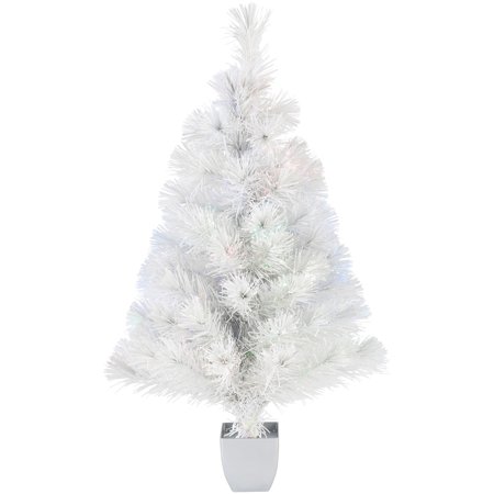 Holiday Time 32-Inch White Fiber Optic Tree 83 Tips With Holiday Time 32-Inch White Fiber Optic Tree 83 Tips with Continuously Changing Color - Holiday Time 32-Inch White Fiber Optic Tree 83 Tips With