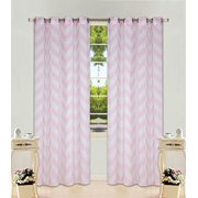 Chevron Curtains 2 Panel Chevron Light Pink Two Tone Pattern Design Voile Sheer Window Curtain 8 Silver