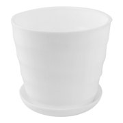 White Planter Pots Home Garden Office Desk Plastic Round Plant Planter Flower Pot White 5 Inch Dia