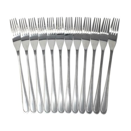 Medium Weight Polypropylene Cutlery Fork - Handi-Ware Every Day Basic+ Mirror Polish Stainless Steel Cutlery Value Pack (12, Dinner Fork)