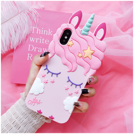 3D Rainbow Unicorn Soft Silicone Phone Case Skin for iPhone 6 6S 7 X 8 (Best Phone Skin Brands)