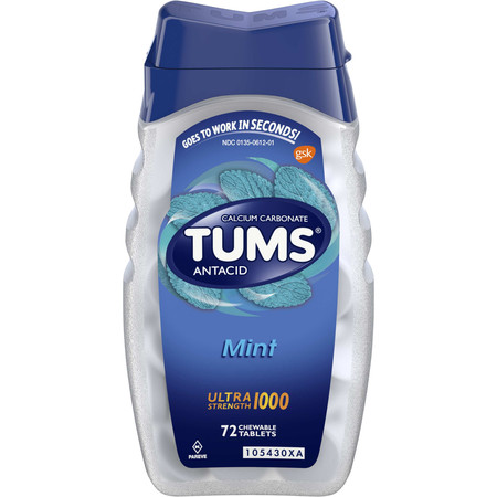 (2 Pack) Tums antacid chewable tablets for heartburn relief, ultra strength, mint, 72