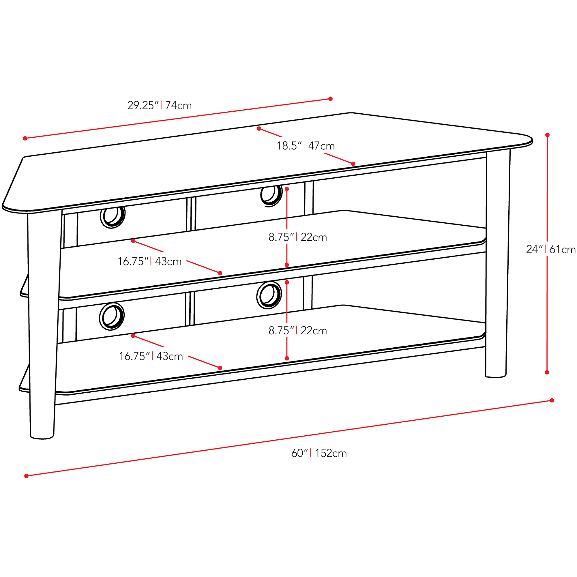 CorLiving Alturas Wood Veneer TV Stand for TVs up to 68''