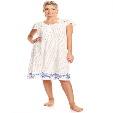 Cotton Nightshirt 10074 Womens Nightgown Sleepwear Pajamas - Woman Sleeveless Sleep Dress Nightshirt Blue 3X ()