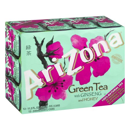 (2 Pack) Arizona Green Tea With Ginseng and Honey, 11.5 Fl Oz, 12 (Best Bottled Unsweetened Green Tea)