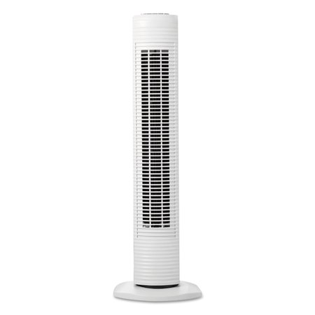 Compact Floor Fan - Holmes Oscillating Tower Fan, Three-Speed, White, 5 9/10