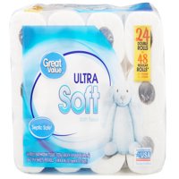 Great Value Ultra Soft Toilet Paper, 24 Double Rolls