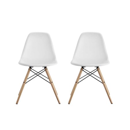 Modern Chair - DHP Mid Century Modern Molded Chair with Wood Leg, Set of 2