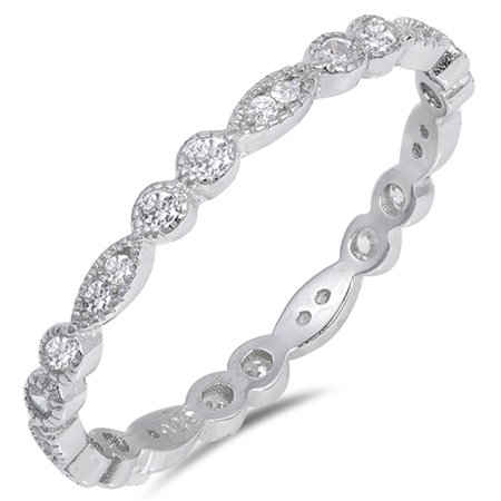 - Eternity Stackable Clear CZ Wedding Ring ( Sizes 4 5 6 7 8 9 10 11 12 ) New 925 Sterling Silver Band Rings by Sac Silver (Size 8)