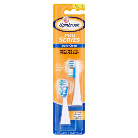 Replacement Refill Brush Heads - Spinbrush Pro Series Daily Clean Soft Replacement Brush Heads, 2 count