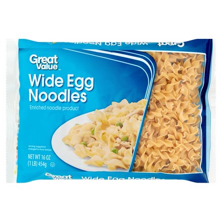 (4 pack) Great Value Wide Egg Noodles, 16 oz (Best Low Calorie Pasta Noodles)