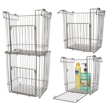 Wire Stackable Basket - Glacier Bay (4 Pack) Stackable Baskets: Large Metal Basket, Bin Basket, Wire Basket Set, Basket Organizer For Storage In Pantry, Closet, Kitchen, Bathroom