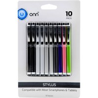 ONN STYLUS 10 PACK MULTI-COLOR - BLACK/WHITE/SILVER/GREY/BLUE/PINK/GREEN