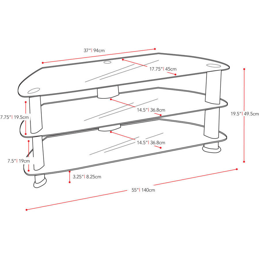 CorLiving TRL-501-T Laguna Satin Black TV Stand for TVs up to 60''