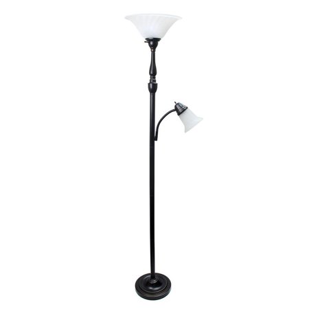 - 2 Light Mother Daughter Floor Lamp with White Marble Glass