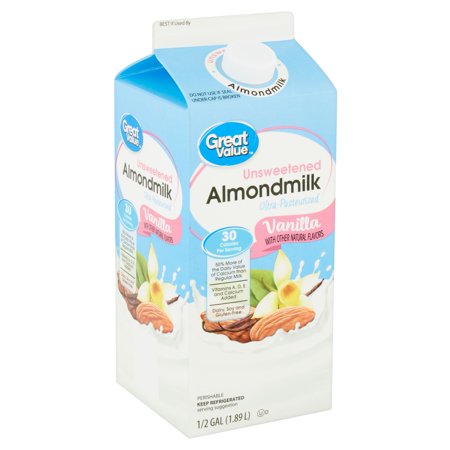 unsweetened vanilla value great milk almond almondmilk walmart gal nutrition facts