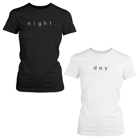 Night and Day Cute BFF Shirts Trendy Best Friends Black and White Matching
