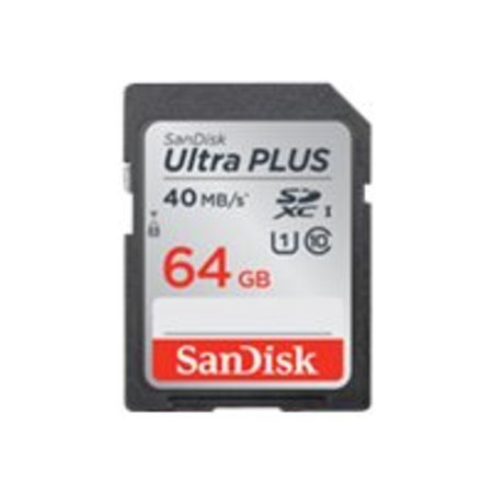 SanDisk Ultra PLUS - Flash memory card - 64 GB - UHS Class 1 / Class10 - SDXC (Best Sdxc Card For Dslr)