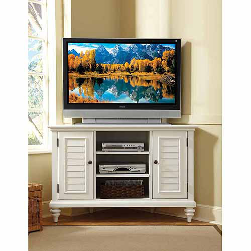 Home Styles Bermuda Brushed White Corner TV Stand