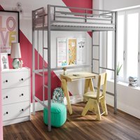 YourZone Metal Loft Bed, Twin Size, Multiple Colors