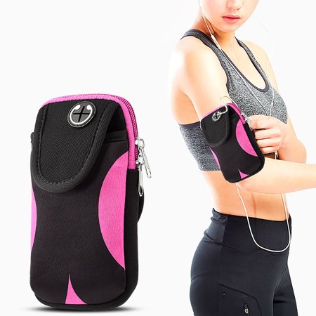 - Insten Universal Adjustable Gym Sports Workout Armband Bag Phone Holder Case Cell Phone Pouch Pocket for Running Jogging Hiking Climbing Cycling Camping - Black/Pink