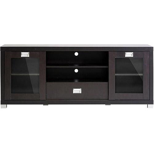 Baxton Studio Matlock Modern Espresso TV Stand with Glass Doors