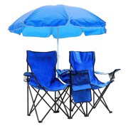 Bag Chairs Zimtown Double Folding Chair With Removable Umbrella Table Cooler Bag Fold Up Steel Construction Dual Seat