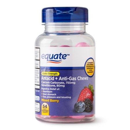 Equate Extra Strength Antacid + Anti-Gas Chews, Mixed Berry, 54 (Best Anti Acid Medication)