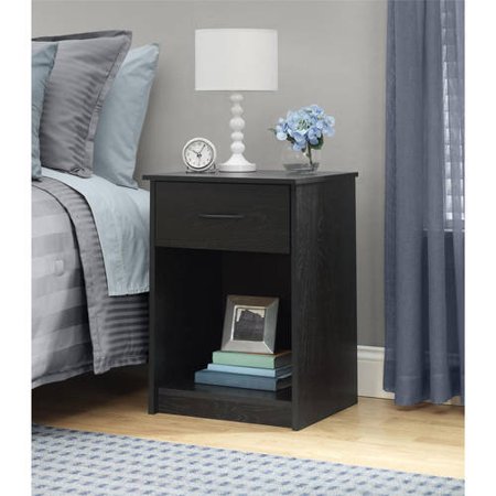 Mainstays 1-Drawer Nightstand / End Table, Black Ebony (Best Way To Get A One Night Stand)