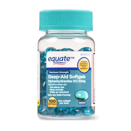 Equate Maximum Strength Sleep-Aid Softgels, 50 mg, 100