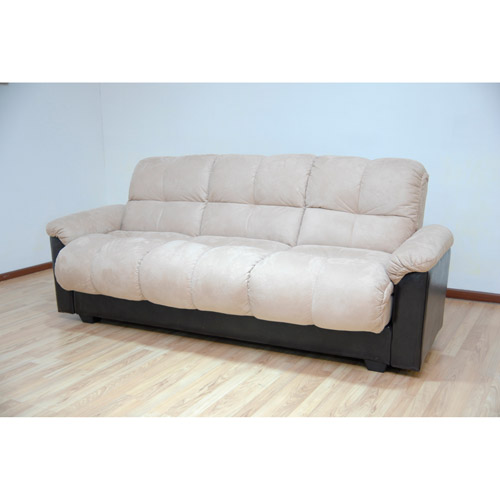 Primo Ara Convertible Futon Sofa Bed with Storage, Hazelnut