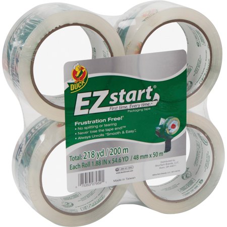 - Duck EZ Start Packing Tape 1.88 in. x 54.6 yd., Clear, 4-Count