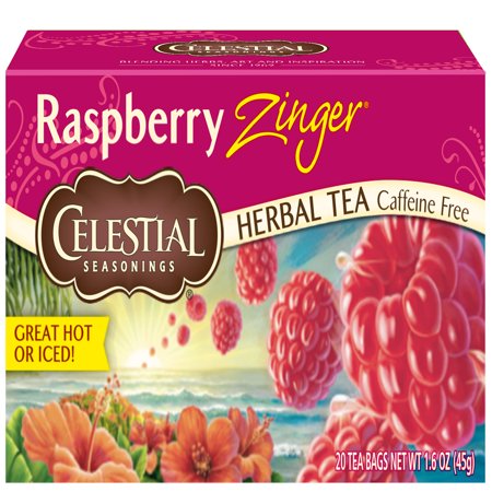 (6 Boxes) Celestial Seasonings Herbal Tea, Raspberry Zinger, 20