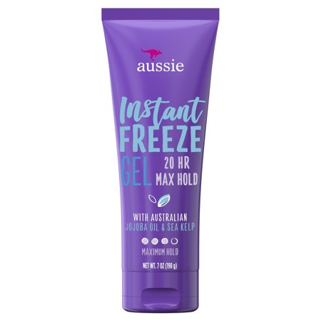 (2 pack) 20-Hour Hold Hair Gel - Aussie Instant Freeze Hair Gel with Jojoba Oil & Sea Kelp, 7.0 (Best Hair Gel For Long Hair)
