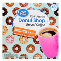 Great Value 100% Arabica Donut Shop Coffee Pods, Medium Roast, 48 Count