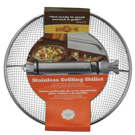 Stainless Steel Grill Basket - Mr. Bar-B-Q Stainless Steel Mesh Grilling Skillet - Removable Handle