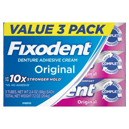 Fixodent Complete Original Denture Adhesive Cream, 2.4 oz, 3
