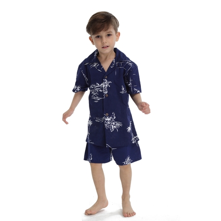 Hawaii Hangover Boy Aloha Luau Shirt Christmas Shirt Cabana Set in Navy Map Classic 4 Year (Best Christmas Present 2 Year Old Boy)