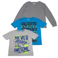 Short Sleeve Graphic Tees with Long Sleeve Solid, Value, 3-Pack Set (Little Boys & Big Boys)