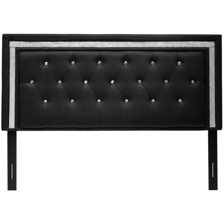 Best Master Furniture Tufted Vinyl Upholstered Headboard, Black or White